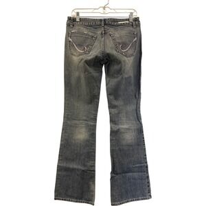 Flared Jeans Size 8 Long Lilac Design Back Pockets Cotton Denim